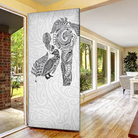 Aotearoa Moko Tribal Tattoo Door Cover New Zealand Maori Penguin and Fantail White Color