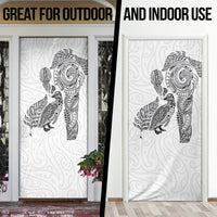 Aotearoa Moko Tribal Tattoo Door Cover New Zealand Maori Penguin and Fantail White Color