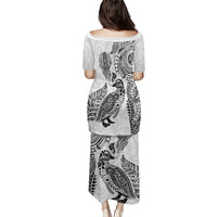 Aotearoa Moko Tribal Tattoo Family Matching Puletasi and Hawaiian Shirt New Zealand Maori Penguin and Fantail White Color LT03 - Polynesian Pride