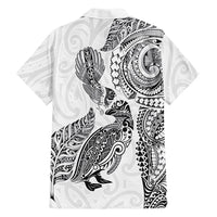 Aotearoa Moko Tribal Tattoo Family Matching Tank Maxi Dress and Hawaiian Shirt New Zealand Maori Penguin and Fantail White Color LT03 - Polynesian Pride