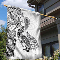 Aotearoa Moko Tribal Tattoo Garden Flag New Zealand Maori Penguin and Fantail White Color LT03 - Polynesian Pride
