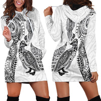 Aotearoa Moko Tribal Tattoo Hoodie Dress New Zealand Maori Penguin and Fantail White Color