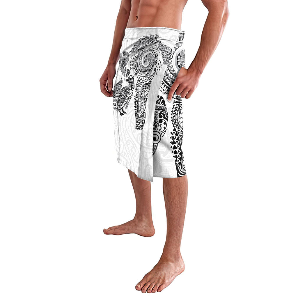 Aotearoa Moko Tribal Tattoo Lavalava New Zealand Maori Penguin and Fantail White Color LT03 - Polynesian Pride