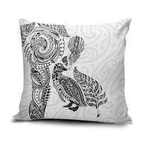 Aotearoa Moko Tribal Tattoo Pillow Cover New Zealand Maori Penguin and Fantail White Color LT03 White - Polynesian Pride
