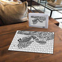 Aotearoa Moko Tribal Tattoo Puzzle New Zealand Maori Penguin and Fantail White Color