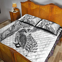 Aotearoa Moko Tribal Tattoo Quilt Bed Set New Zealand Maori Penguin and Fantail White Color LT03 - Polynesian Pride