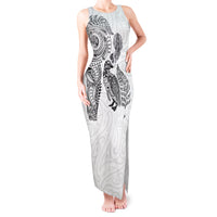 Aotearoa Moko Tribal Tattoo Tank Maxi Dress New Zealand Maori Penguin and Fantail White Color
