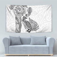 Aotearoa Moko Tribal Tattoo Tapestry New Zealand Maori Penguin and Fantail White Color LT03 - Polynesian Pride