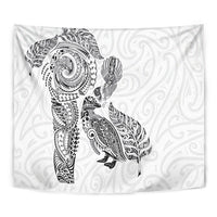 Aotearoa Moko Tribal Tattoo Tapestry New Zealand Maori Penguin and Fantail White Color LT03 - Polynesian Pride