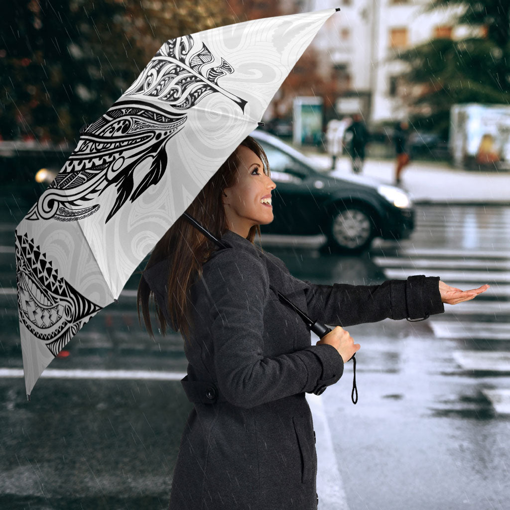 Aotearoa Moko Tribal Tattoo Umbrella New Zealand Maori Penguin and Fantail White Color LT03 - Polynesian Pride
