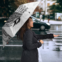 Aotearoa Moko Tribal Tattoo Umbrella New Zealand Maori Penguin and Fantail White Color LT03 - Polynesian Pride