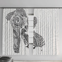 Aotearoa Moko Tribal Tattoo Window Curtain New Zealand Maori Penguin and Fantail White Color LT03 With Hooks White - Polynesian Pride