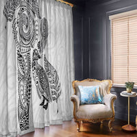 Aotearoa Moko Tribal Tattoo Window Curtain New Zealand Maori Penguin and Fantail White Color LT03 - Polynesian Pride