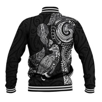 Aotearoa Moko Tribal Tattoo Baseball Jacket New Zealand Maori Penguin and Fantail Black Color LT03 - Polynesian Pride
