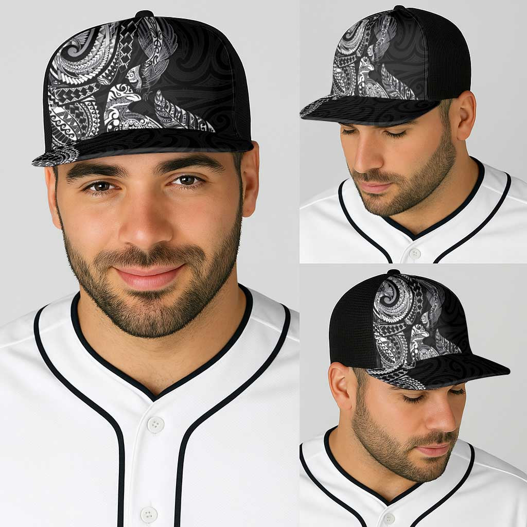 Aotearoa Moko Tribal Tattoo Baseball Net Cap New Zealand Maori Penguin and Fantail Black Color LT03 - Polynesian Pride