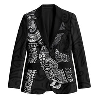 Aotearoa Moko Tribal Tattoo Blazer New Zealand Maori Penguin and Fantail Black Color LT03 Unisex Black - Polynesian Pride
