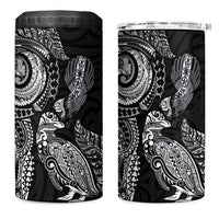 Aotearoa Moko Tribal Tattoo 4 in 1 Can Cooler Tumbler New Zealand Maori Penguin and Fantail Black Color LT03 One Size: 16 oz Black - Polynesian Pride