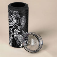 Aotearoa Moko Tribal Tattoo 4 in 1 Can Cooler Tumbler New Zealand Maori Penguin and Fantail Black Color LT03 - Polynesian Pride
