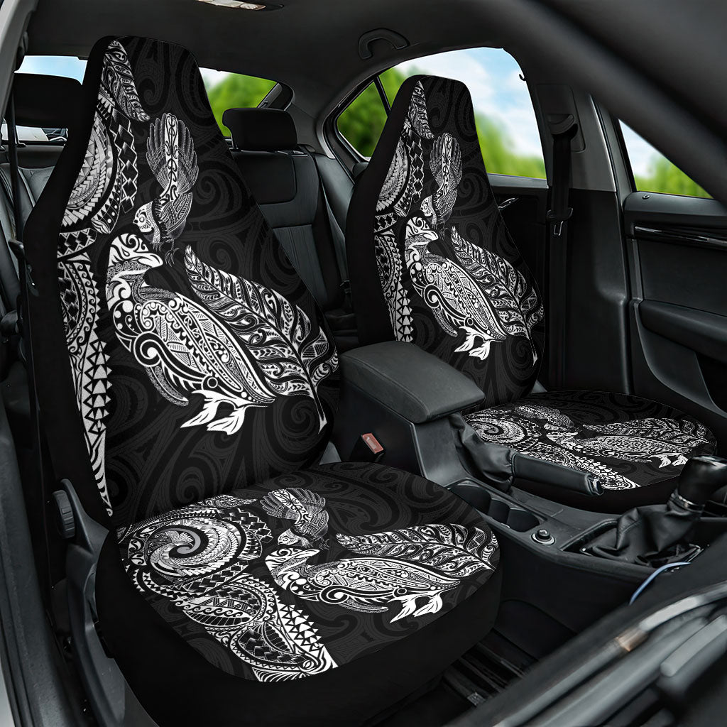 Aotearoa Moko Tribal Tattoo Car Seat Cover New Zealand Maori Penguin and Fantail Black Color LT03 One Size Black - Polynesian Pride