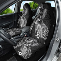 Aotearoa Moko Tribal Tattoo Car Seat Cover New Zealand Maori Penguin and Fantail Black Color LT03 - Polynesian Pride