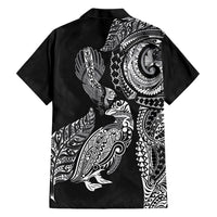 Aotearoa Moko Tribal Tattoo Family Matching Mermaid Dress and Hawaiian Shirt New Zealand Maori Penguin and Fantail Black Color LT03 - Polynesian Pride