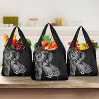 Aotearoa Moko Tribal Tattoo Grocery Bag New Zealand Maori Penguin and Fantail Black Color LT03 3-pack One Size Black - Polynesian Pride
