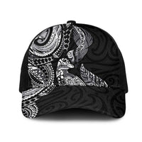 Aotearoa Moko Tribal Tattoo Mesh Trucker Cap New Zealand Maori Penguin and Fantail Black Color