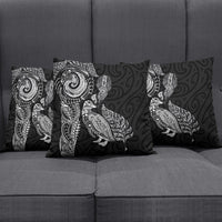 Aotearoa Moko Tribal Tattoo Pillow Cover New Zealand Maori Penguin and Fantail Black Color LT03 - Polynesian Pride