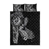 Aotearoa Moko Tribal Tattoo Quilt Bed Set New Zealand Maori Penguin and Fantail Black Color LT03 - Polynesian Pride