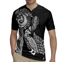 Aotearoa Moko Tribal Tattoo Rugby Jersey New Zealand Maori Penguin and Fantail Black Color LT03 - Polynesian Pride