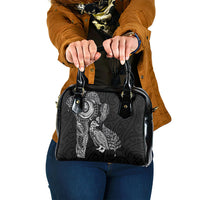 Aotearoa Moko Tribal Tattoo Shoulder Handbag New Zealand Maori Penguin and Fantail Black Color LT03 One Size Black - Polynesian Pride