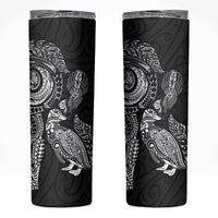 Aotearoa Moko Tribal Tattoo Skinny Tumbler New Zealand Maori Penguin and Fantail Black Color LT03 Black - Polynesian Pride