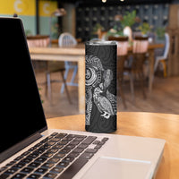 Aotearoa Moko Tribal Tattoo Skinny Tumbler New Zealand Maori Penguin and Fantail Black Color LT03 - Polynesian Pride