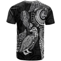 Aotearoa Moko Tribal Tattoo T Shirt New Zealand Maori Penguin and Fantail Black Color LT03 - Polynesian Pride