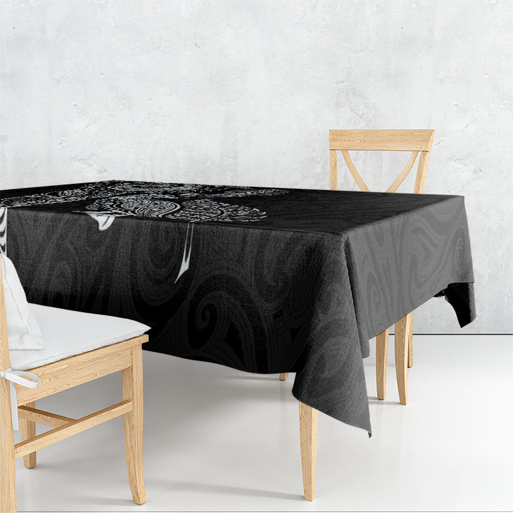 Aotearoa Moko Tribal Tattoo Tablecloth New Zealand Maori Penguin and Fantail Black Color LT03 - Polynesian Pride