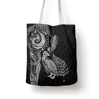 Aotearoa Moko Tribal Tattoo Tote Bag New Zealand Maori Penguin and Fantail Black Color LT03 - Polynesian Pride