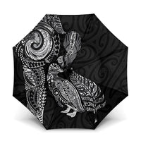 Aotearoa Moko Tribal Tattoo Umbrella New Zealand Maori Penguin and Fantail Black Color LT03 One Size Folded 11.42 inch Opened Diameter 37.4 inch Black - Polynesian Pride
