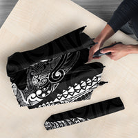 Aotearoa Moko Tribal Tattoo Umbrella New Zealand Maori Penguin and Fantail Black Color LT03 - Polynesian Pride