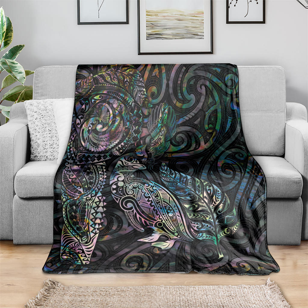 Aotearoa Moko Tribal Tattoo Blanket New Zealand Maori Penguin and Fantail Paua Shell Style LT03 - Polynesian Pride
