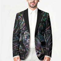 Aotearoa Moko Tribal Tattoo Blazer New Zealand Maori Penguin and Fantail Paua Shell Style LT03 - Polynesian Pride