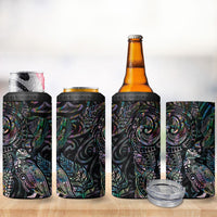 Aotearoa Moko Tribal Tattoo 4 in 1 Can Cooler Tumbler New Zealand Maori Penguin and Fantail Paua Shell Style LT03 - Polynesian Pride