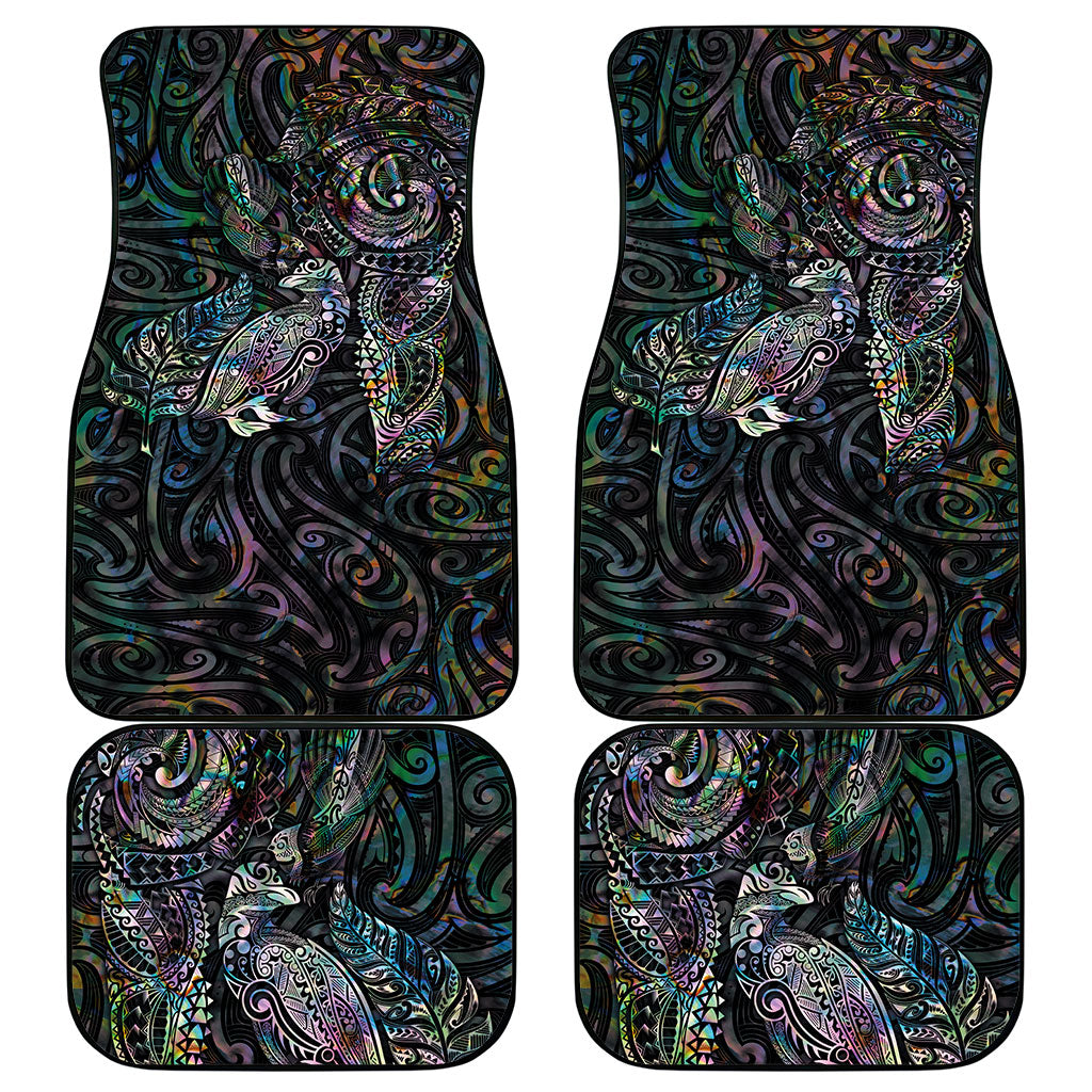 Aotearoa Moko Tribal Tattoo Car Mats New Zealand Maori Penguin and Fantail Paua Shell Style