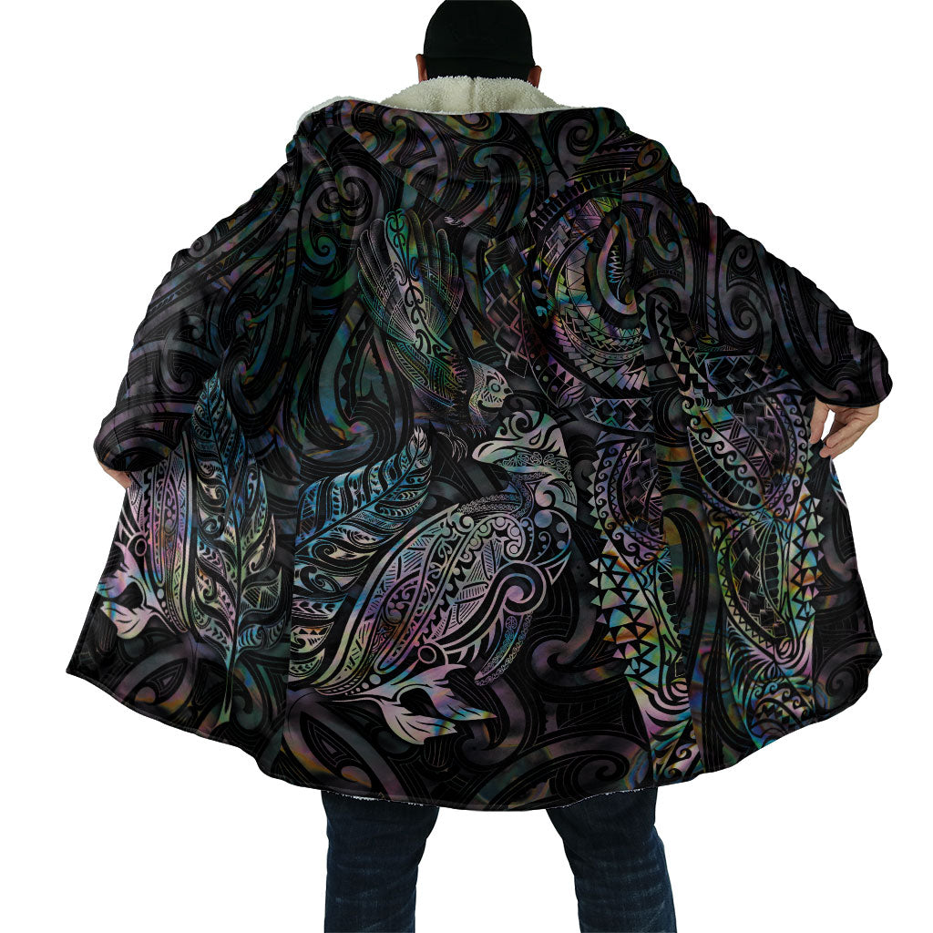 Aotearoa Moko Tribal Tattoo Cloak New Zealand Maori Penguin and Fantail Paua Shell Style LT03 - Polynesian Pride