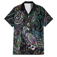 Aotearoa Moko Tribal Tattoo Family Matching Mermaid Dress and Hawaiian Shirt New Zealand Maori Penguin and Fantail Paua Shell Style LT03 Dad's Shirt - Short Sleeve Multicolor - Polynesian Pride