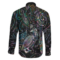 Aotearoa Moko Tribal Tattoo Family Matching Off Shoulder Short Dress and Hawaiian Shirt New Zealand Maori Penguin and Fantail Paua Shell Style LT03 - Polynesian Pride
