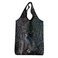 Aotearoa Moko Tribal Tattoo Grocery Bag New Zealand Maori Penguin and Fantail Paua Shell Style