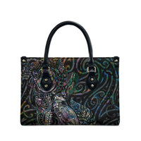 Aotearoa Moko Tribal Tattoo Leather Bag New Zealand Maori Penguin and Fantail Paua Shell Style LT03 - Polynesian Pride