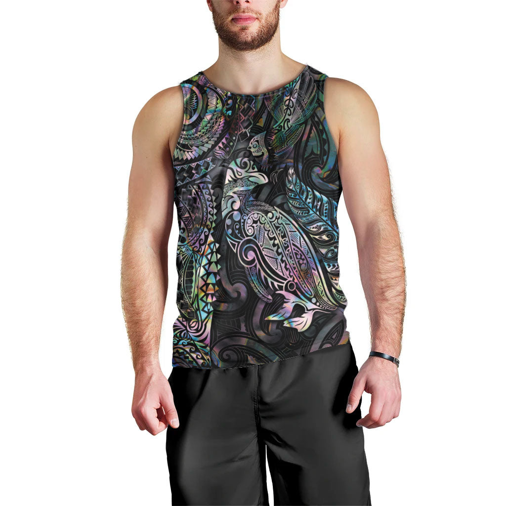 Aotearoa Moko Tribal Tattoo Men Tank Top New Zealand Maori Penguin and Fantail Paua Shell Style LT03 - Polynesian Pride