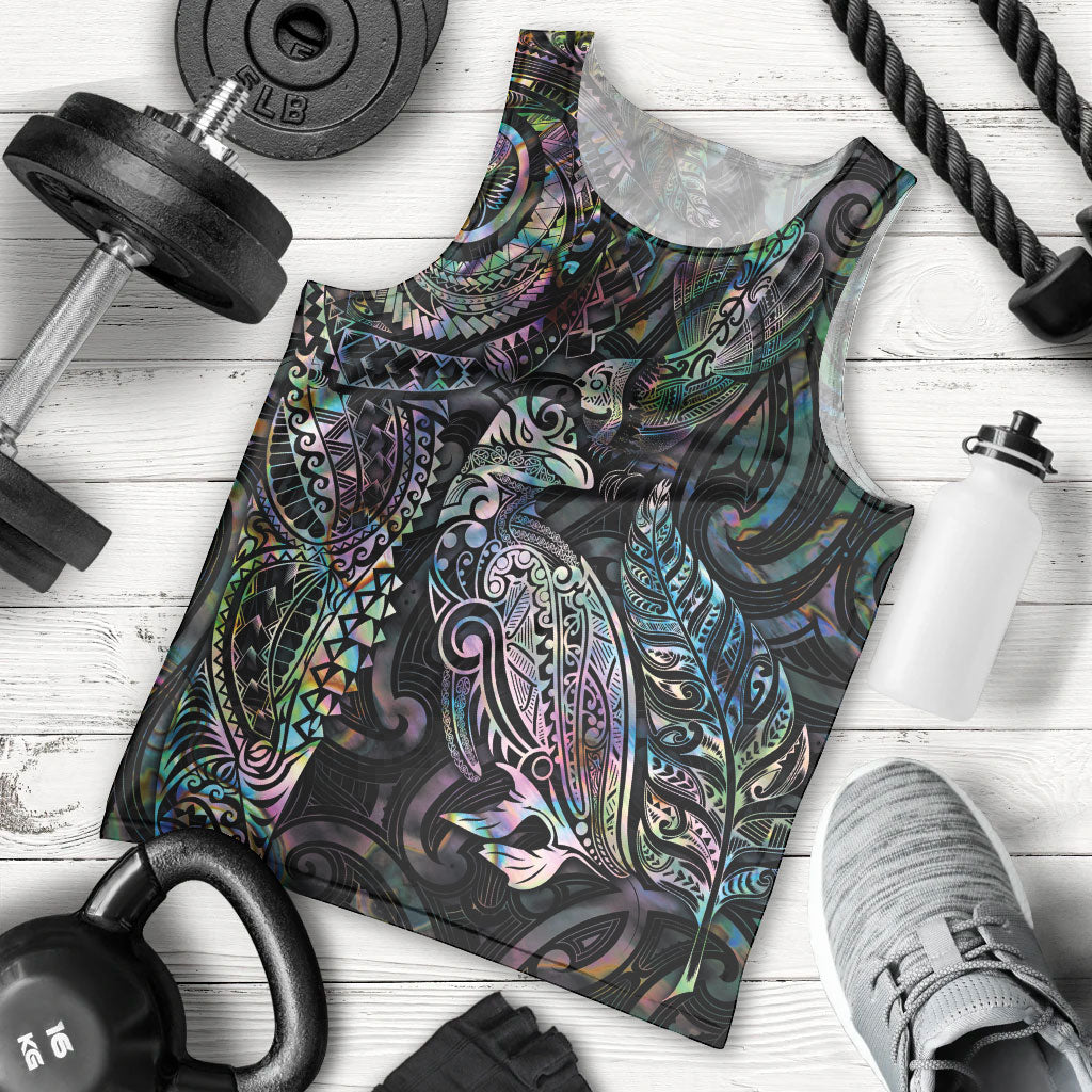 Aotearoa Moko Tribal Tattoo Men Tank Top New Zealand Maori Penguin and Fantail Paua Shell Style LT03 - Polynesian Pride