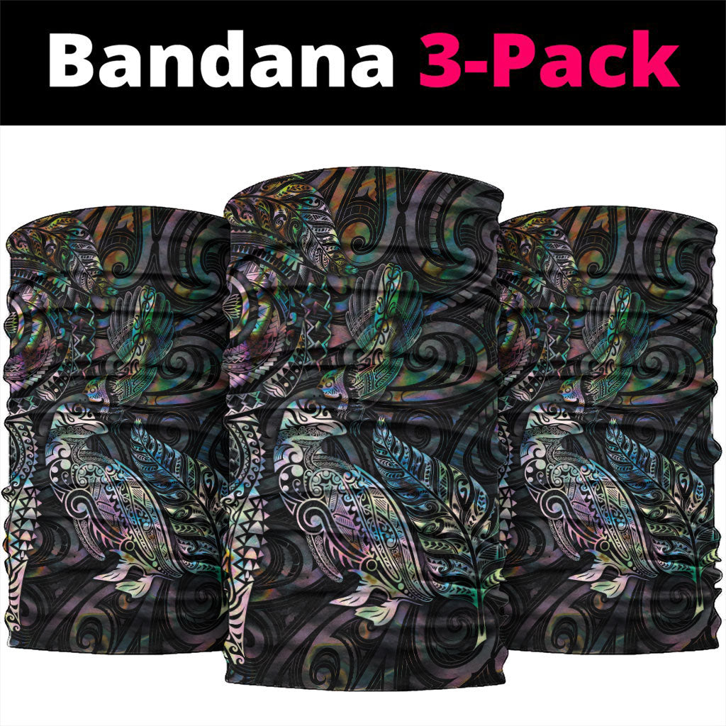 Aotearoa Moko Tribal Tattoo Neck Gaiter New Zealand Maori Penguin and Fantail Paua Shell Style LT03 package One Size: 25*50cm Multicolor - Polynesian Pride